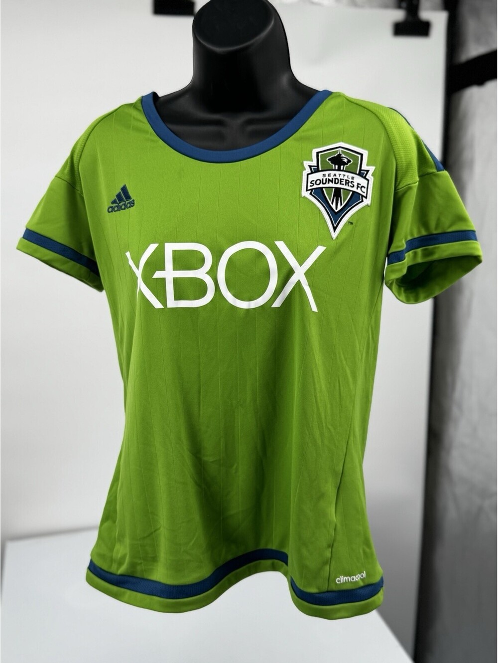 Seattle Sounders FC Shirt Womens Large MLS Soccer Adidas Climalite Jersey